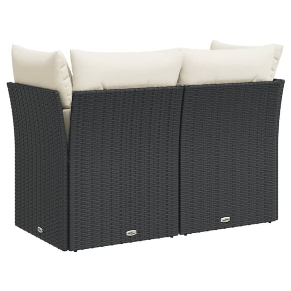 vidaXL 2-personers havesofa med hynder polyrattan sort