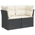 Miniatyrbillede 1 af 9: vidaXL 2-personers havesofa med hynder polyrattan sort