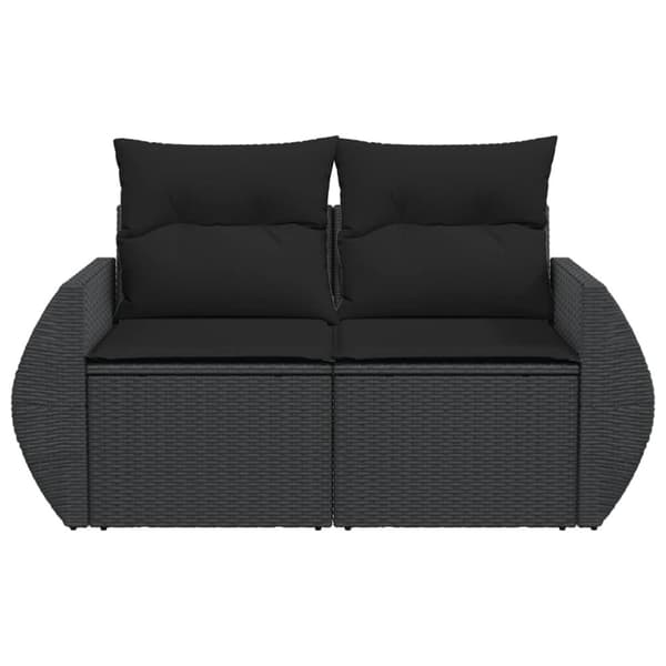vidaXL 2-personers havesofa med hynder polyrattan sort