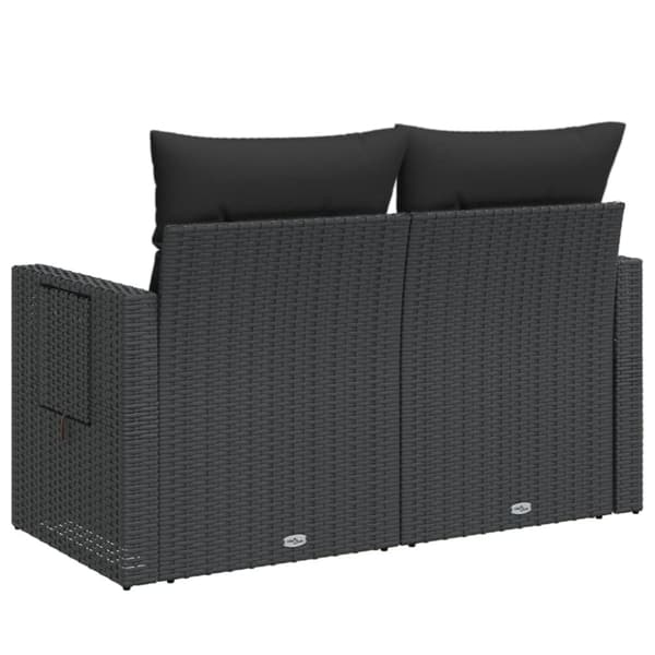 vidaXL 2-personers havesofa med hynder polyrattan sort