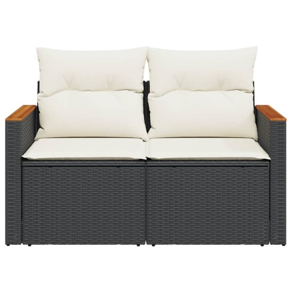 vidaXL 2-personers havesofa med hynder polyrattan sort