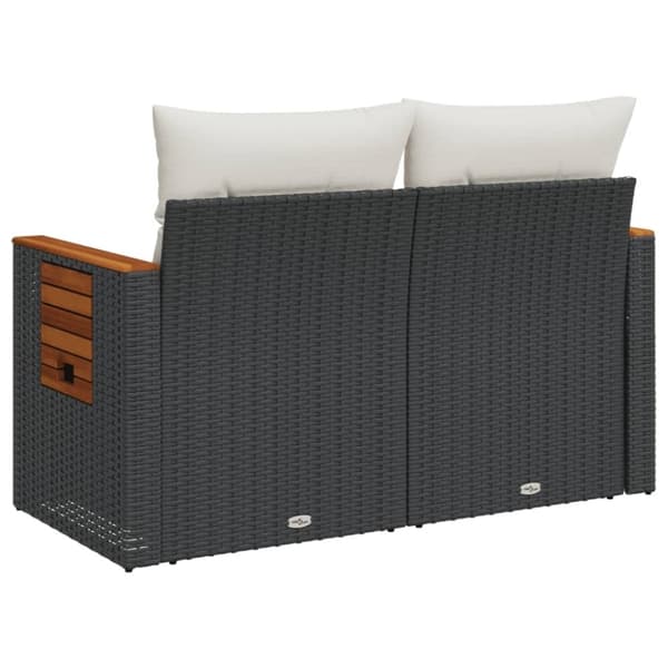vidaXL 2-personers havesofa med hynder polyrattan sort