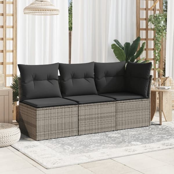 vidaXL hjørnemodul til havesofa med hynder polyrattan grå