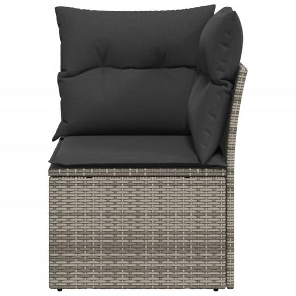 vidaXL hjørnemodul til havesofa med hynder polyrattan grå