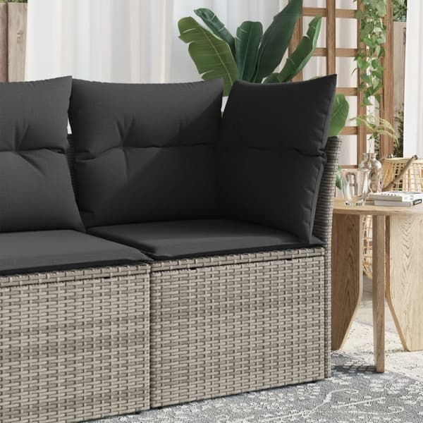 vidaXL hjørnemodul til havesofa med hynder polyrattan grå