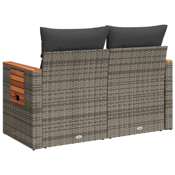 vidaXL 2-personers havesofa med hynder polyrattan grå