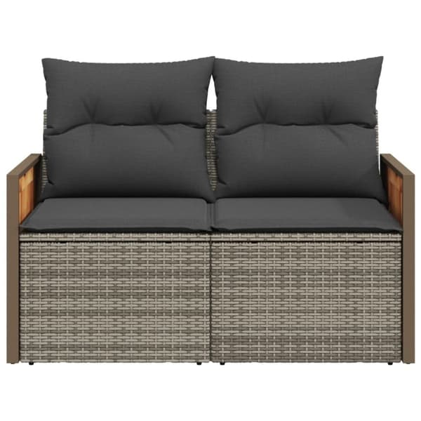 vidaXL 2-personers havesofa med hynder polyrattan grå
