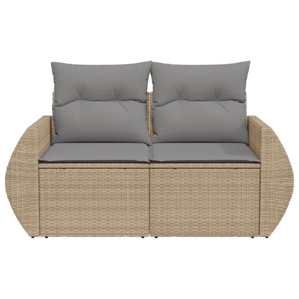 vidaXL 2-personers havesofa med hynder polyrattan beige