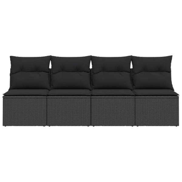 vidaXL 4-personers havesofa med hynder polyrattan sort