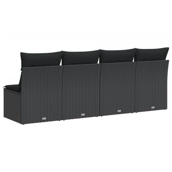 vidaXL 4-personers havesofa med hynder polyrattan sort