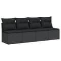 Miniatyrbillede 1 af 9: vidaXL 4-personers havesofa med hynder polyrattan sort