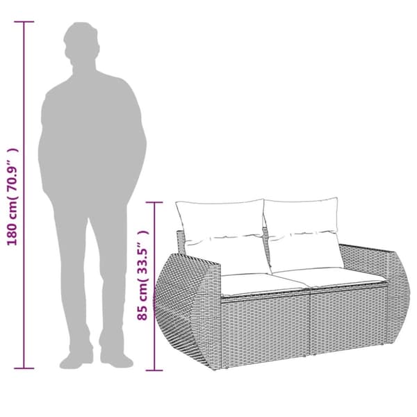 vidaXL 2-personers havesofa med hynder polyrattan grå