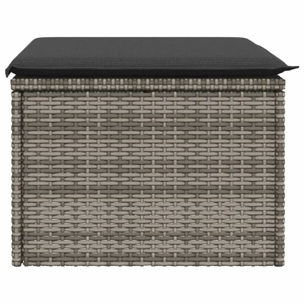 vidaXL haveskammel med hynde 55x55x37 cm polyrattan grå