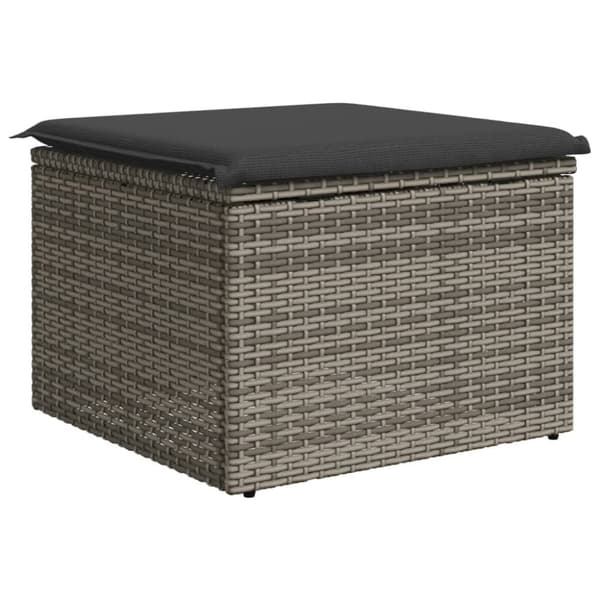 vidaXL haveskammel med hynde 55x55x37 cm polyrattan grå