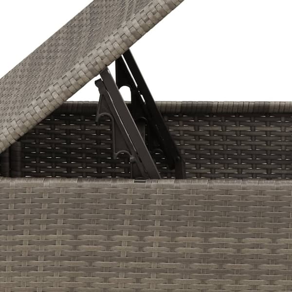vidaXL haveskammel med hynde 55x55x37 cm polyrattan grå