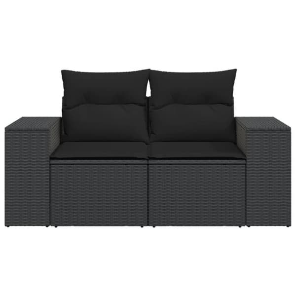vidaXL 2-personers havesofa med hynder polyrattan sort