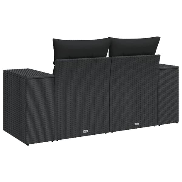 vidaXL 2-personers havesofa med hynder polyrattan sort
