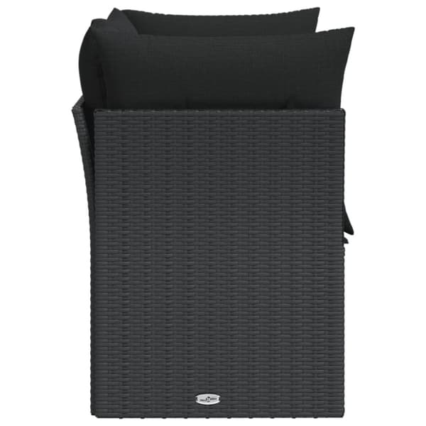 vidaXL 2-personers havesofa med hynder polyrattan sort
