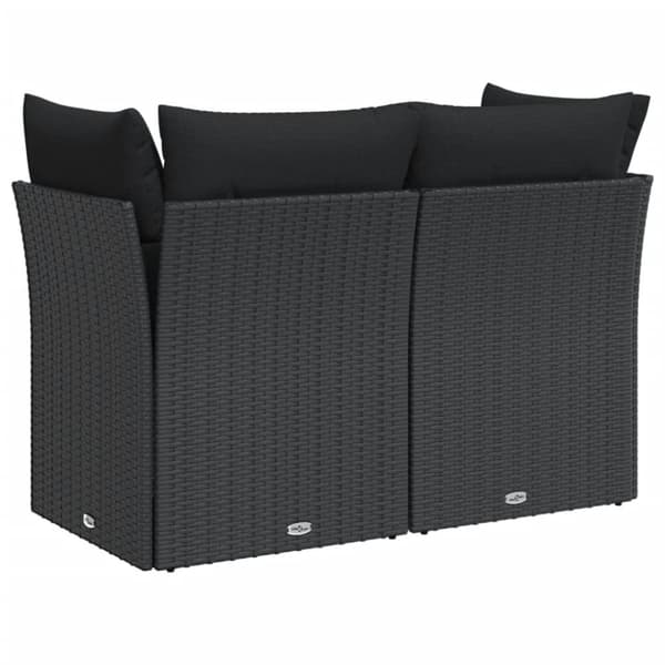 vidaXL 2-personers havesofa med hynder polyrattan sort