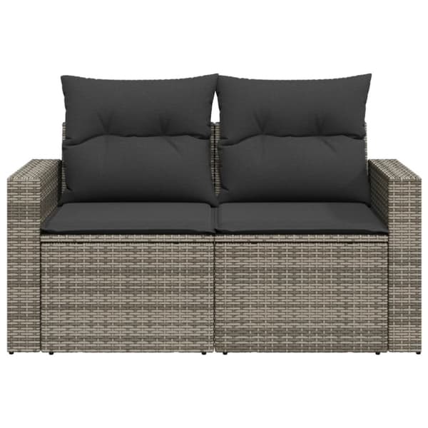 vidaXL 2-personers havesofa med hynder polyrattan grå