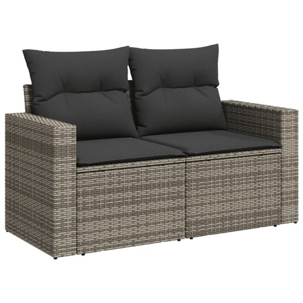 vidaXL 2-personers havesofa med hynder polyrattan grå
