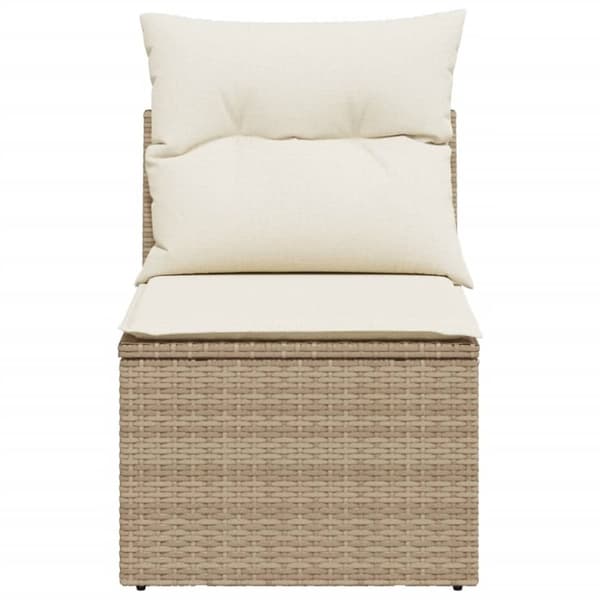 vidaXL Soffa utan armstöd för trädgården med dynor beige konstrotting