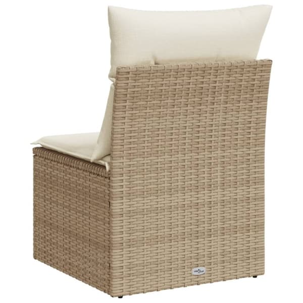 vidaXL Soffa utan armstöd för trädgården med dynor beige konstrotting