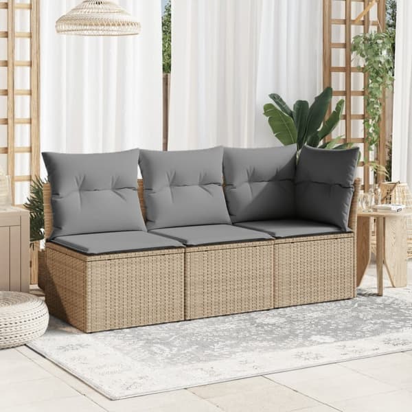 vidaXL hjørnemodul til havesofa med hynder polyrattan beige