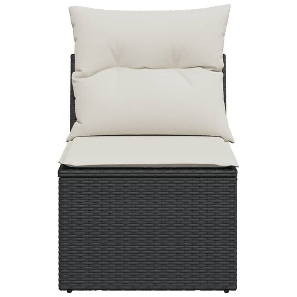 vidaXL Soffa utan armstöd för trädgården med dynor svart konstrotting