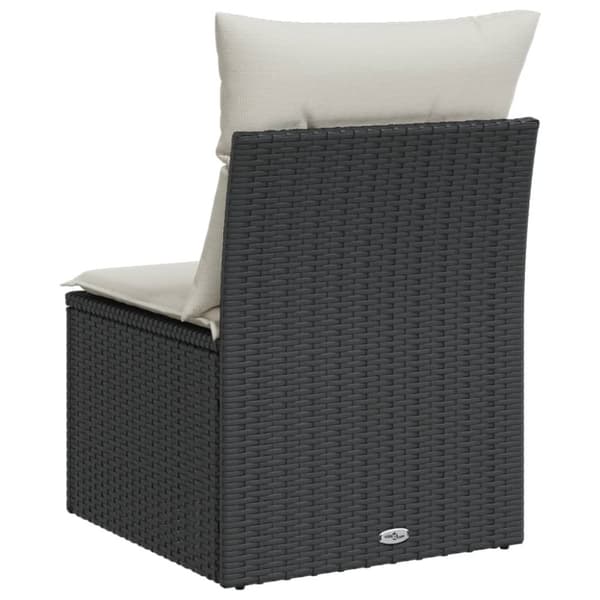 vidaXL Soffa utan armstöd för trädgården med dynor svart konstrotting