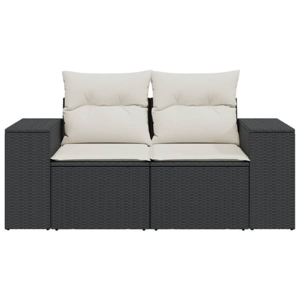 vidaXL 2-personers havesofa med hynder polyrattan sort