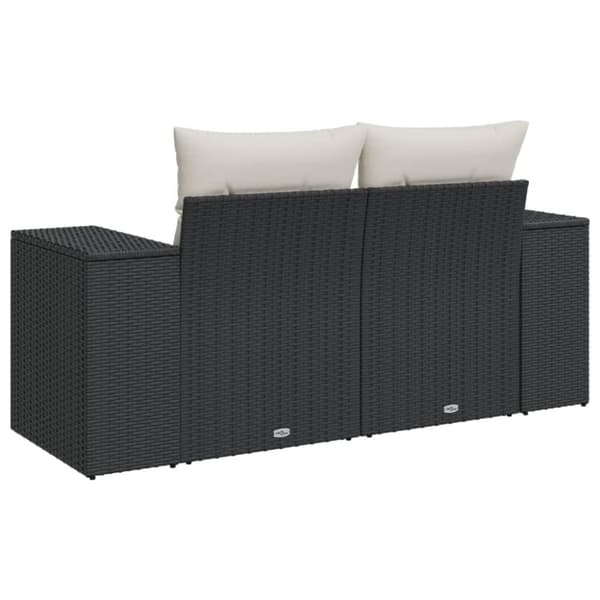 vidaXL 2-personers havesofa med hynder polyrattan sort