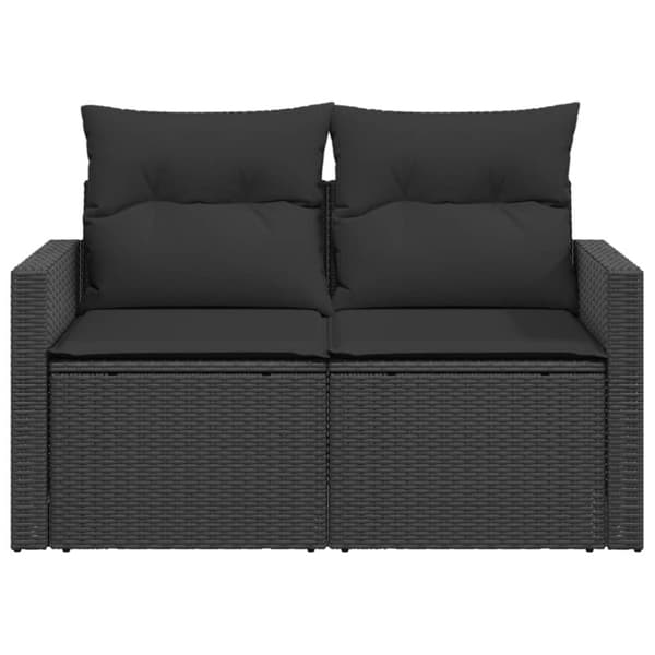 vidaXL 2-personers havesofa med hynder polyrattan sort