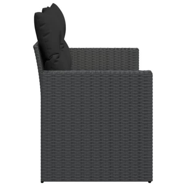vidaXL 2-personers havesofa med hynder polyrattan sort