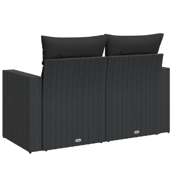 vidaXL 2-personers havesofa med hynder polyrattan sort