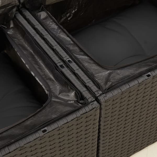 vidaXL 2-personers havesofa med hynder polyrattan sort