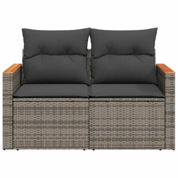 vidaXL 2-personers havesofa med hynder polyrattan grå