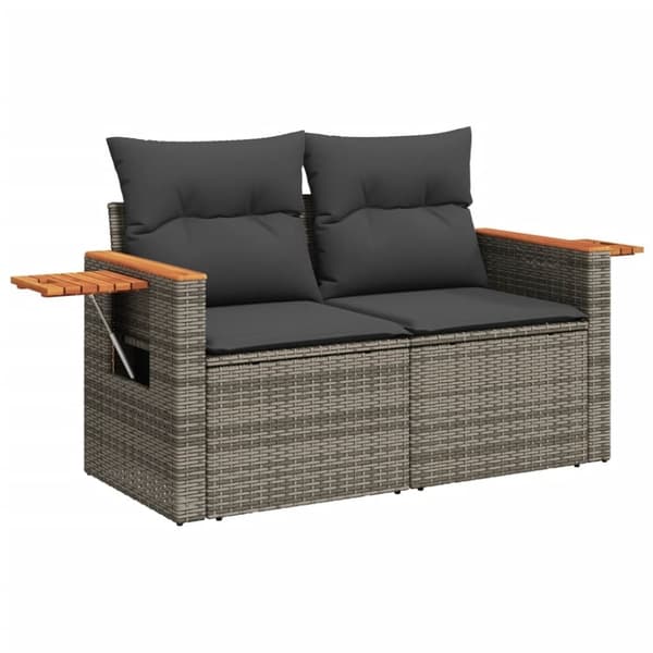 vidaXL 2-personers havesofa med hynder polyrattan grå