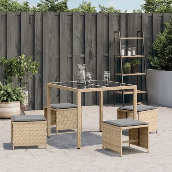 vidaXL haveskamler 4 stk. med hynder 41x41x36 cm polyrattan beige