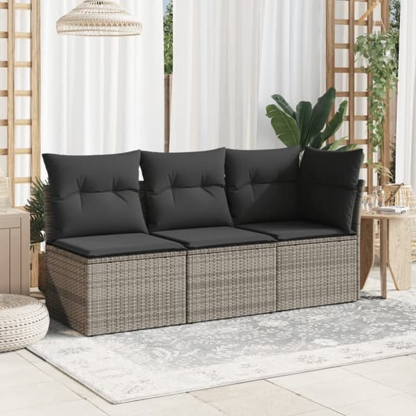 vidaXL hjørnemodul til havesofa med hynder polyrattan grå
