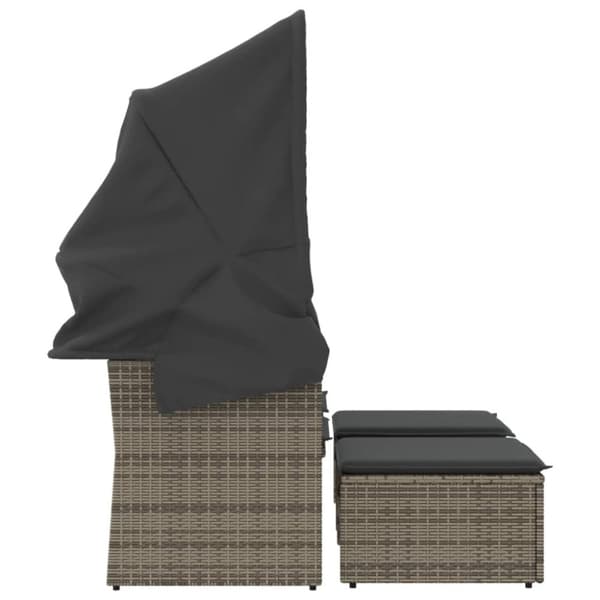 vidaXL 2-personers havesofa med baldakin og skamler polyrattan grå
