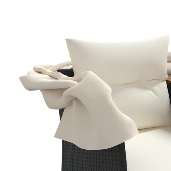 vidaXL 2-personers havesofa med baldakin og skamler polyrattan sort