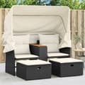 Miniatyrbillede 1 af 11: vidaXL 2-personers havesofa med baldakin og skamler polyrattan sort