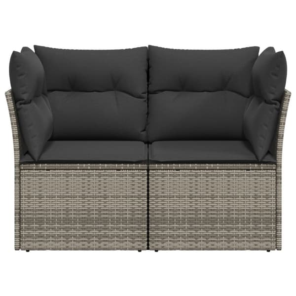 vidaXL 2-personers havesofa med hynder polyrattan grå