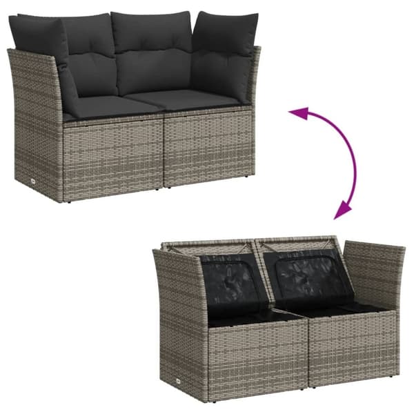 vidaXL 2-personers havesofa med hynder polyrattan grå
