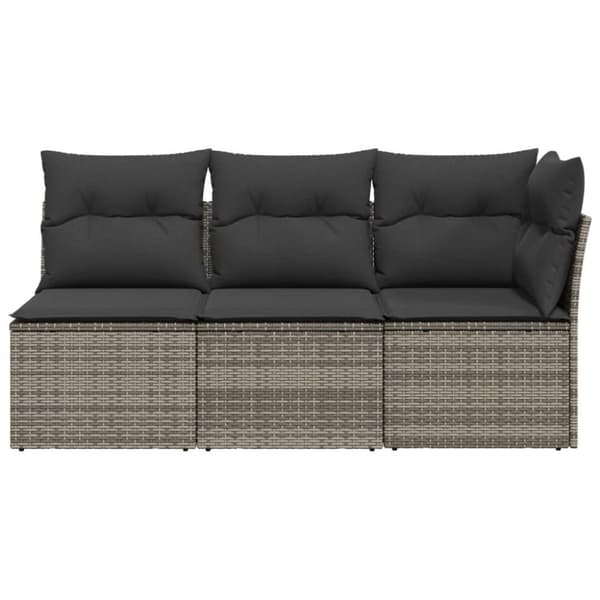 vidaXL 3-personers havesofa med hynder polyrattan grå