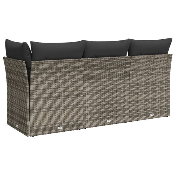 vidaXL 3-personers havesofa med hynder polyrattan grå