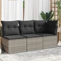 Miniatyrbillede 11 af 11: vidaXL 3-personers havesofa med hynder polyrattan grå
