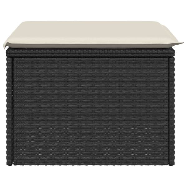vidaXL haveskammel med hynde 55x55x37 cm polyrattan sort