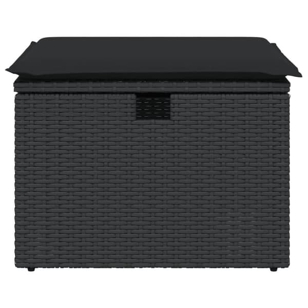 vidaXL haveskammel med hynde 55x55x37 cm polyrattan sort